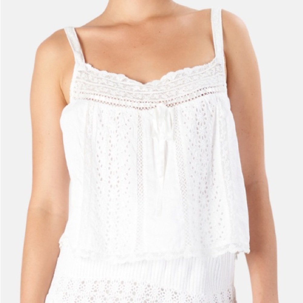 LOVESHACKFANCY - ASTON CAMI TANK TOP - TRUE WHITE MEDIUM